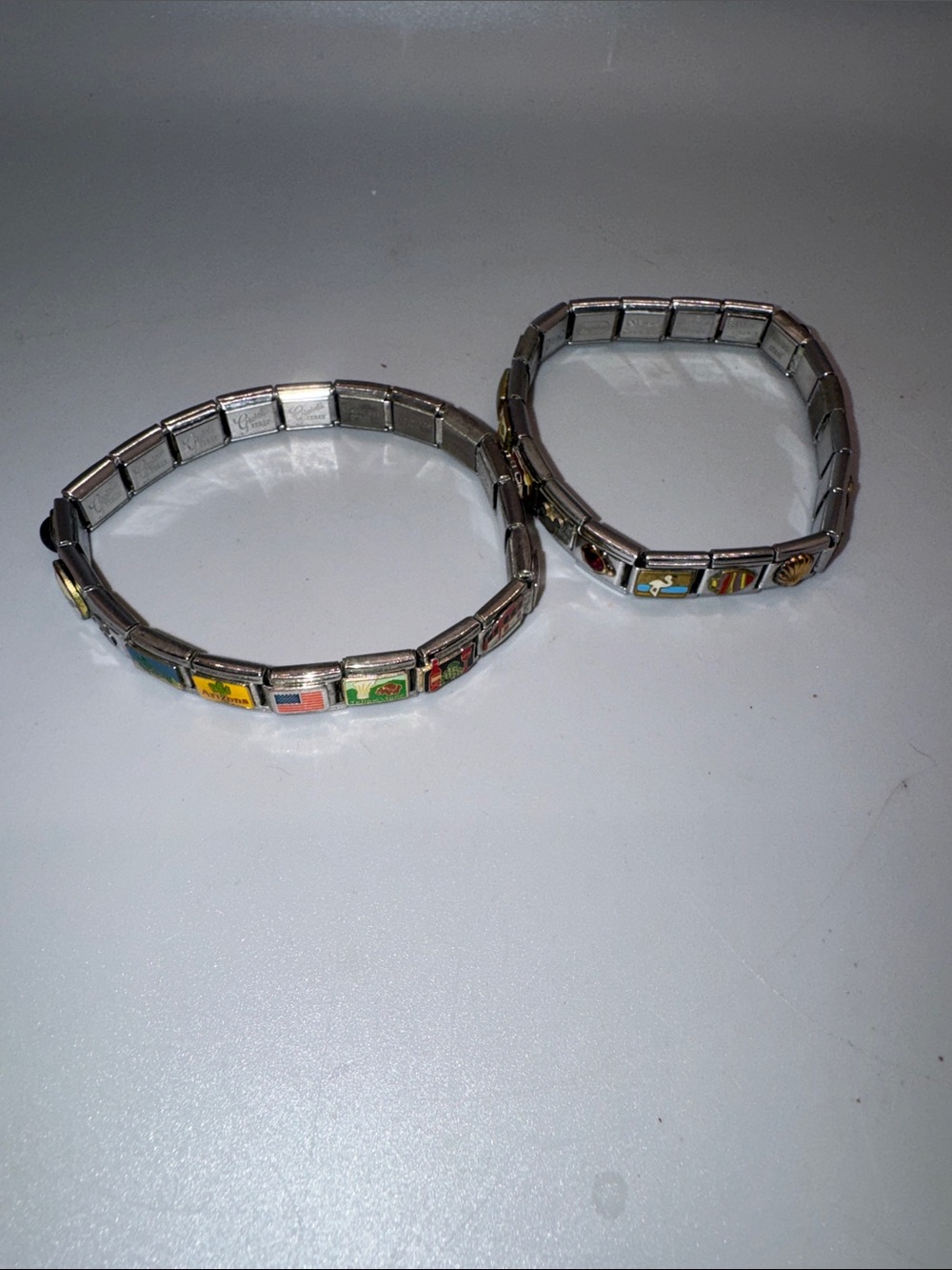 Arizona Jean Company Silver-Tone Stretch Bracelet with Multicolor Enamel Charms